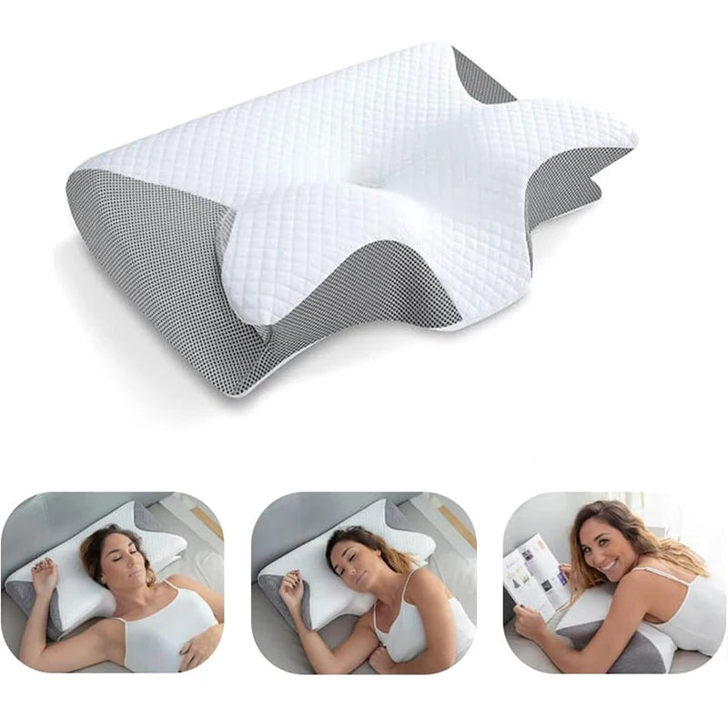 Butterfly Memory Cotton Neck Pillow Ergonomic Contoured Slow Rebound Cervical Pillow For All Sleep Positions Shoulder Relief