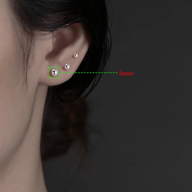 Real 925 Stelring Silver Jewelry Beads Stud Earrings For Women Fashion New XY0277