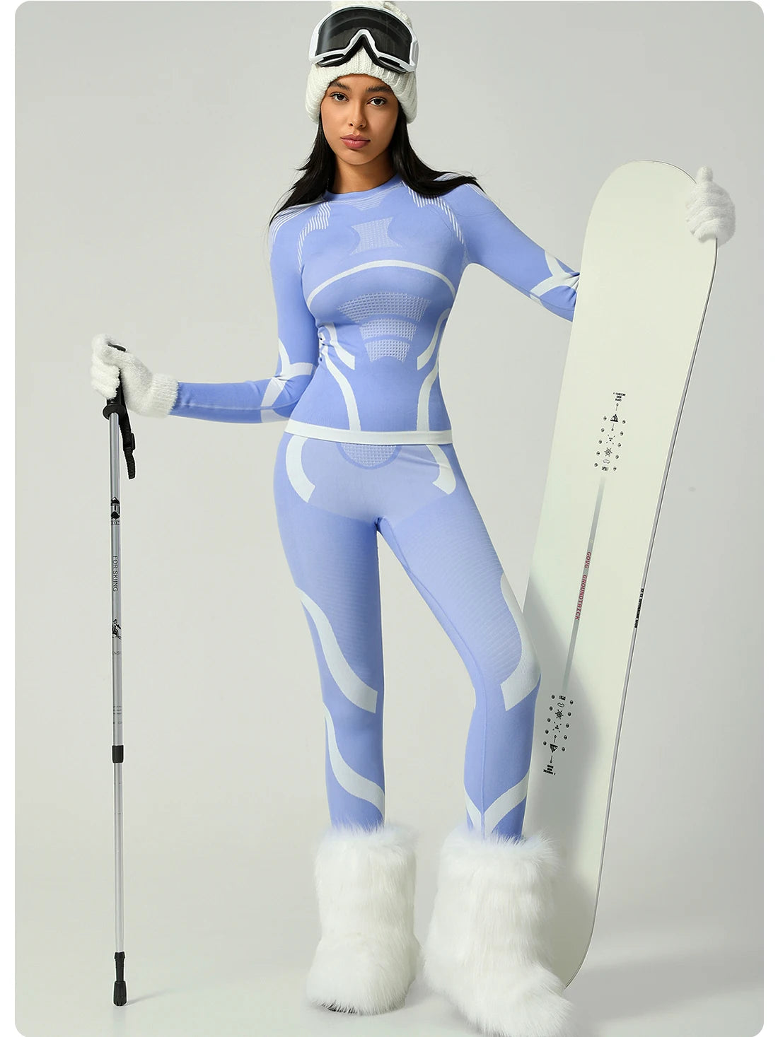 Seamless Ski Thermal Underwear Set Women Winter Warm Base Layer Long Sleeve Top Leggings Suit Breathable Outdoor Sports Wear
