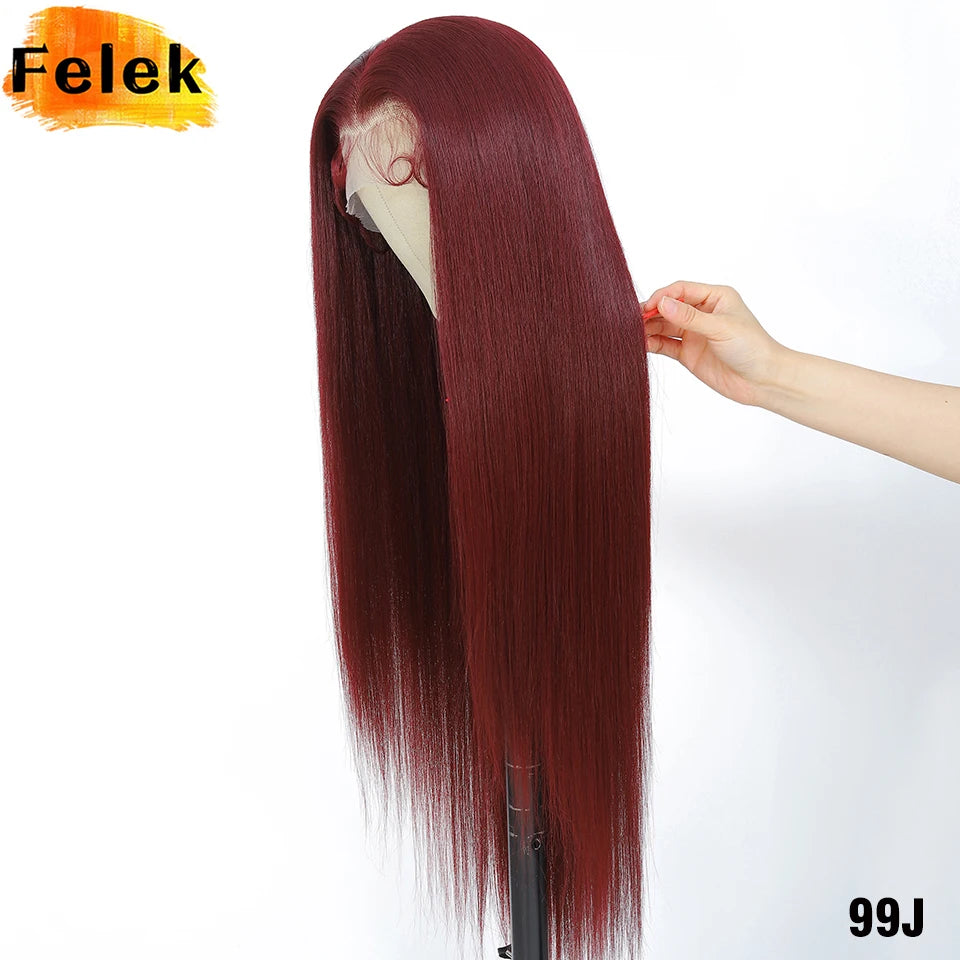 Highlight 13x6 Synthetic Lace Frontal Wigs For Women 40 Inch Long Silky Straight Lace Front Wigs High Quality American Afro Wigs