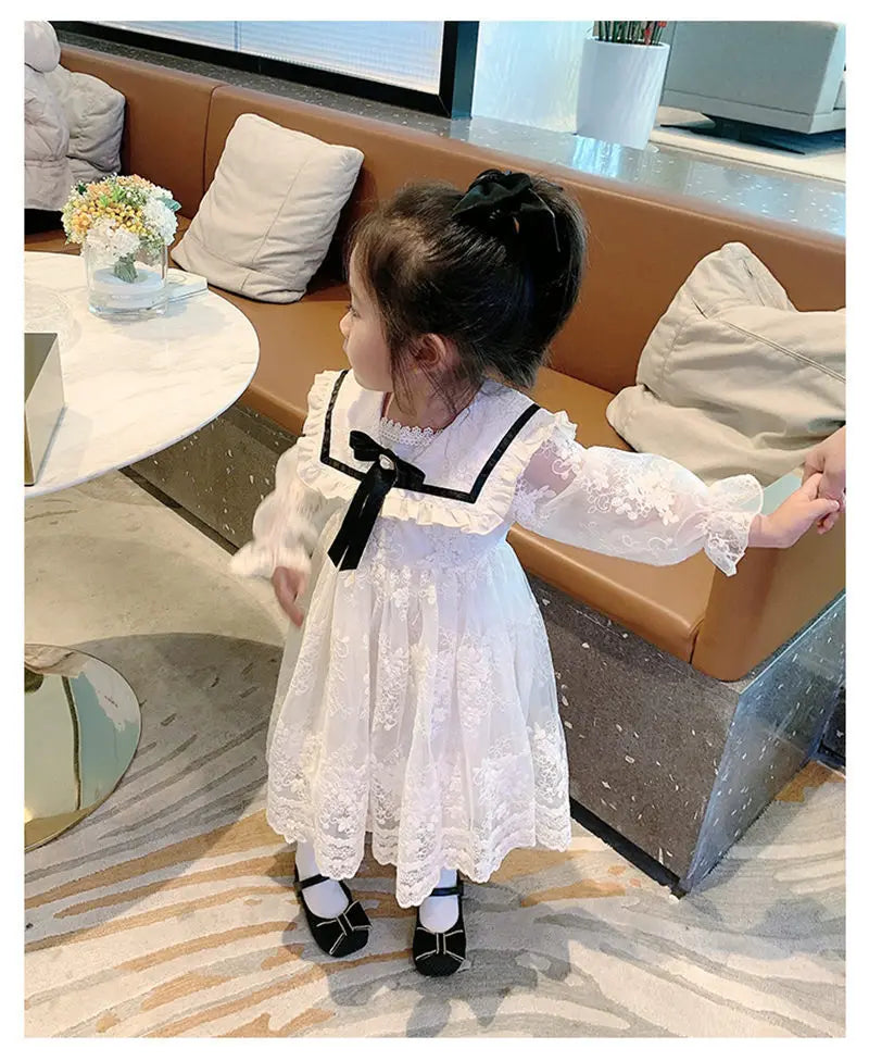 2024 Girls Lace Dress New Childrens Bow Princess Dress Girl Baby Dress Kids Sweet Designable Cute Dresses for Girls
