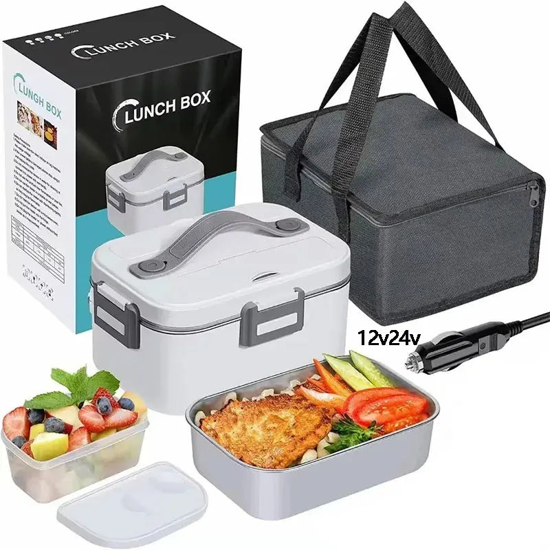 1.8L Food Heater 3 in1 Portable Leakproof Heated Lunch Box 75W  Electric Lunch Box for Car Truck Office with Insulated Carry Bag