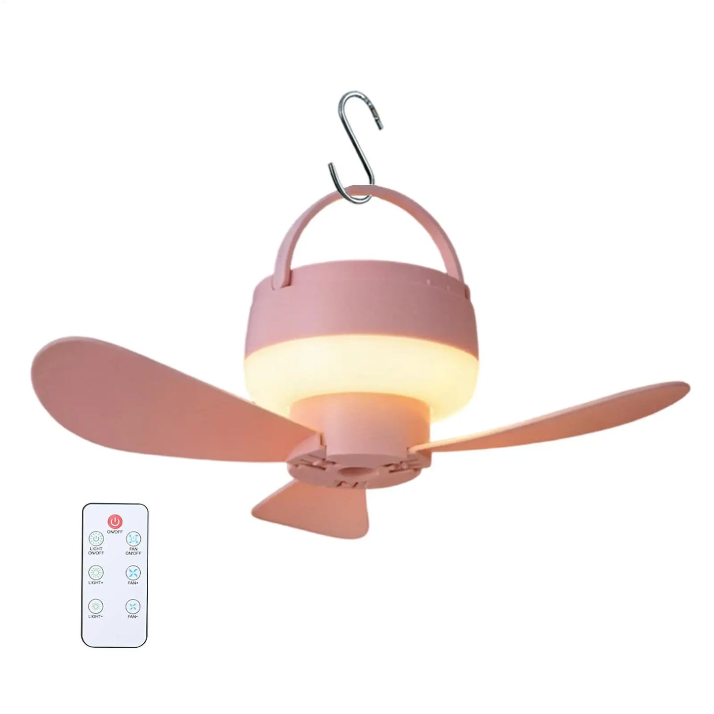 Ceiling Fan With LED Light and Remote Control USB Charging Household Outdoor Camping Tent Student Dormitory Bed Small Fan