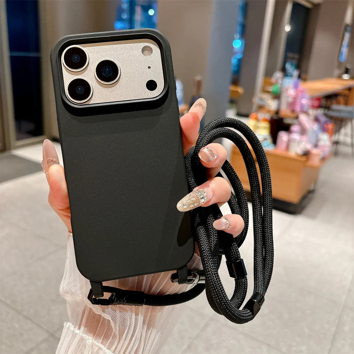 Silicone Phone Case for IPhone 17 Air 16 16E 15 14 Plus 11 13 12 Mini Pro Max Crossbody Lanyard Candy Color Soft TPU Back Cover