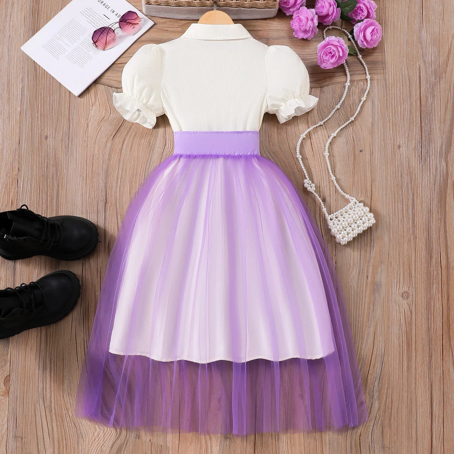 Teen Girl Dress Summer Pink Retro Short Sleeve Children Dresses Fashion Girl Costume Party Big KIds Outfit 7 8 9 10 11 12Yrs