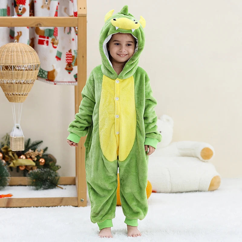 MICHLEY Christmas Capybara Flannel Blanket Sleepers Onesie Hooded Children Costume Clothes Jumpsuit Sleepwear For Boys Girls