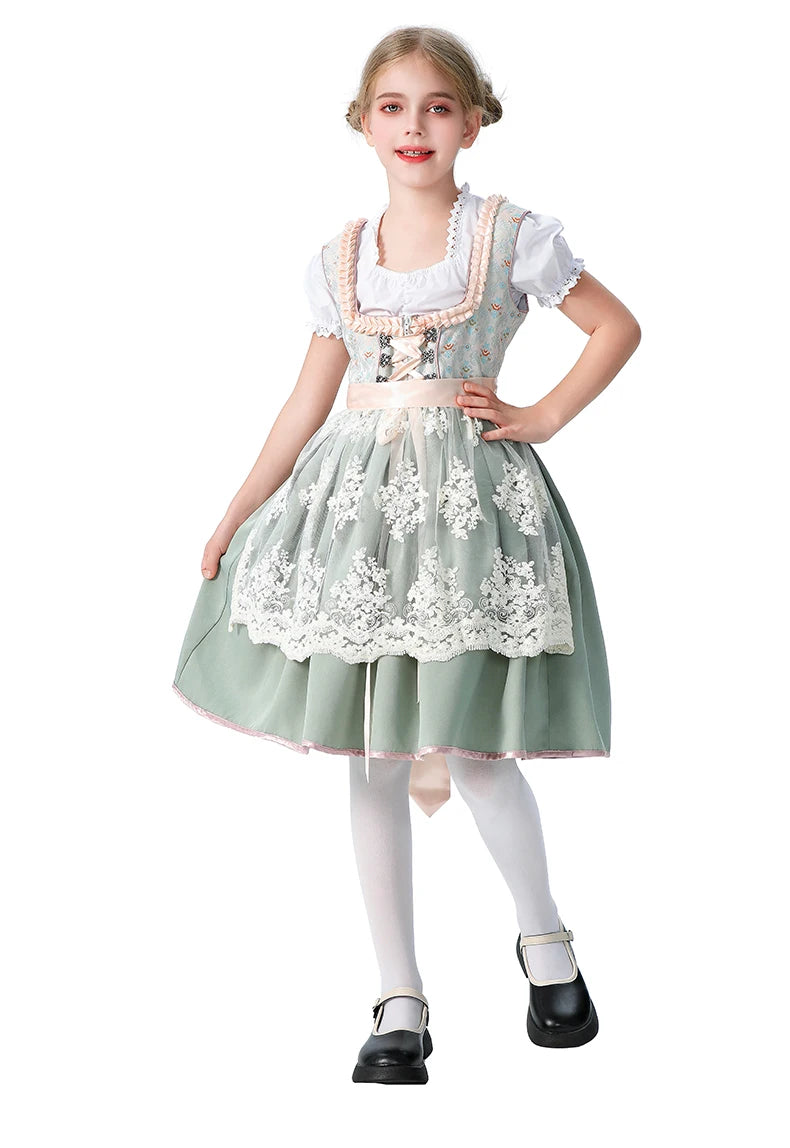 Girls Halloween Costume Bavaria Children's Clothing German Oktoberfest Munich Farm Pastoral Dress Flower Girl Outfit