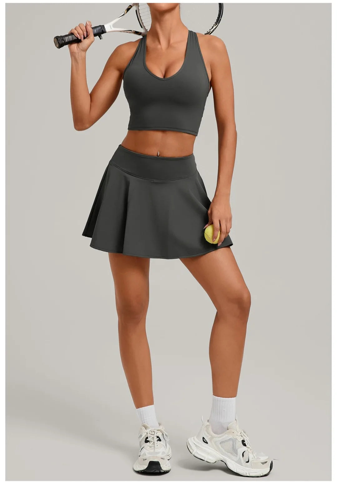 Women's Tennis Skirt Sets Golf High Waist Hip-lifting Anti-Exposure Pokets Fitness Running Sports Beauty Back Vest Workout Suits