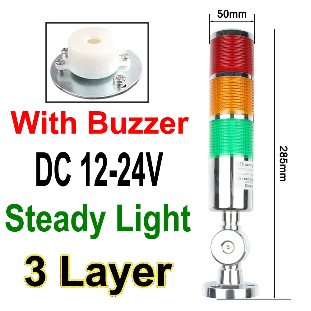1-3 color LTA Vertical Industrial Multilayer Stack light Lamp Signal Tower Alarm caution light Flash Industrial Tower LED Silver