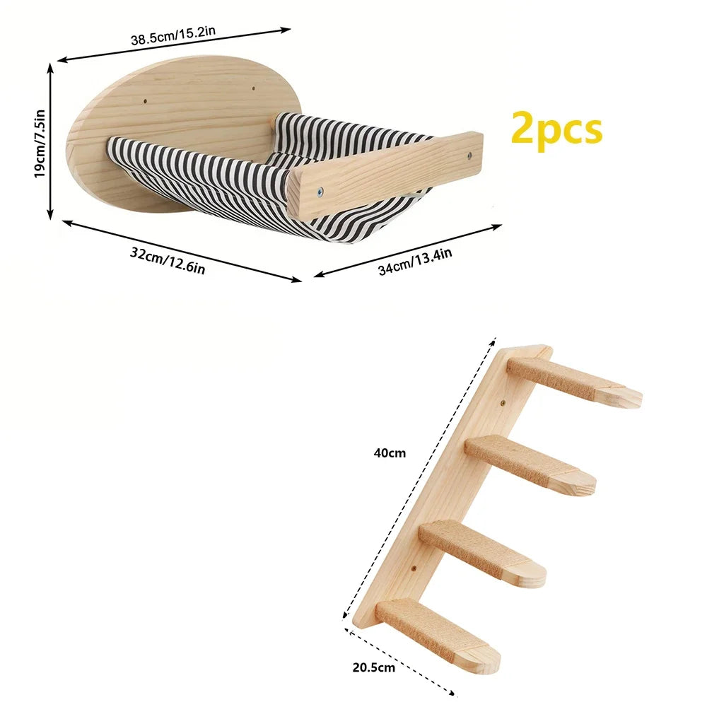 Cat Climbing Shelves Wall Mounted Cat Tree Sisal Scratching Post Cats Hammock House Jumping Platform Rope Ladder Pet Furniture