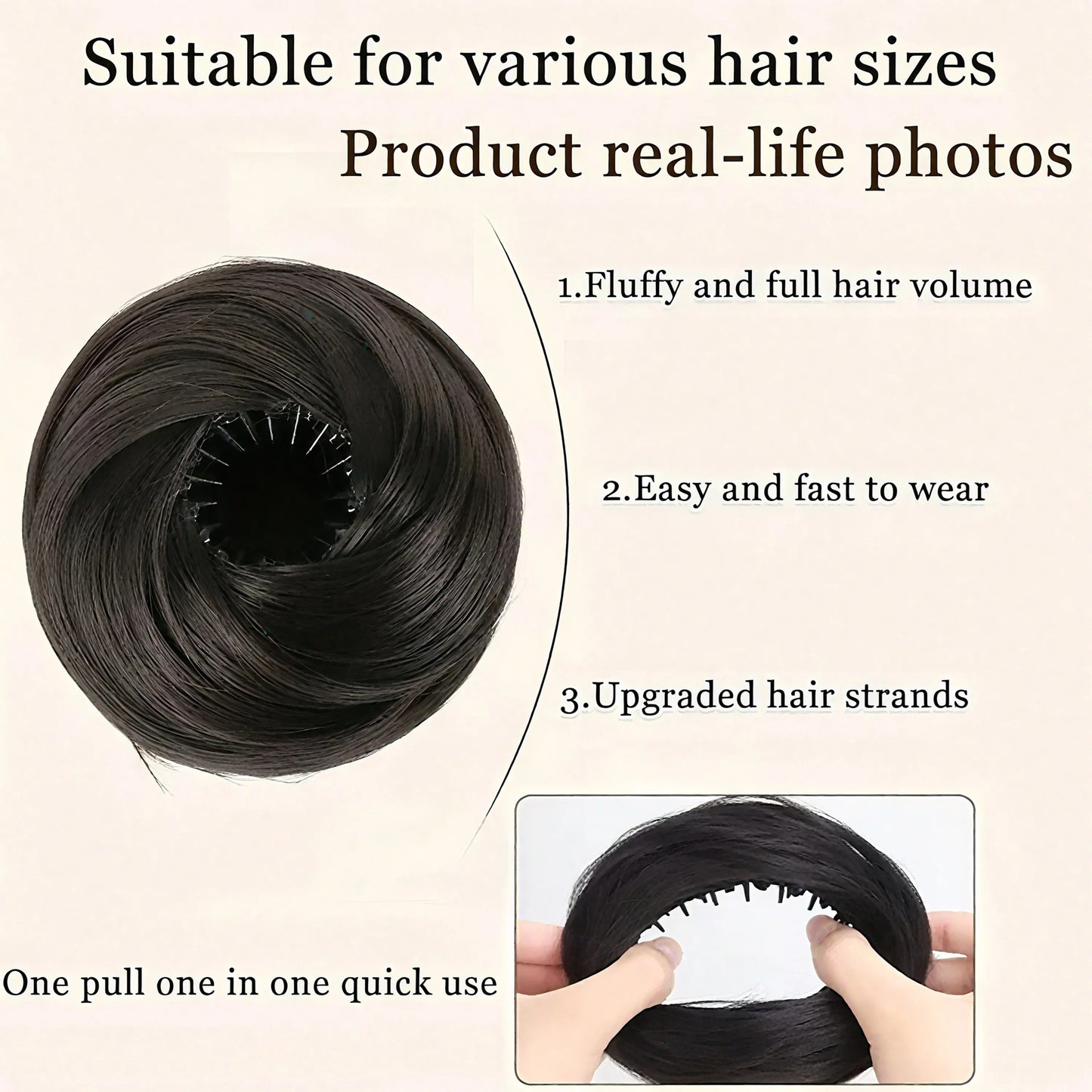 Women Fake Hair Elastic Band Bun Headband Easy to Shrink Puffy Hair Simulation Hairdressing Tool Bun Style Hairband by Mr.Magic