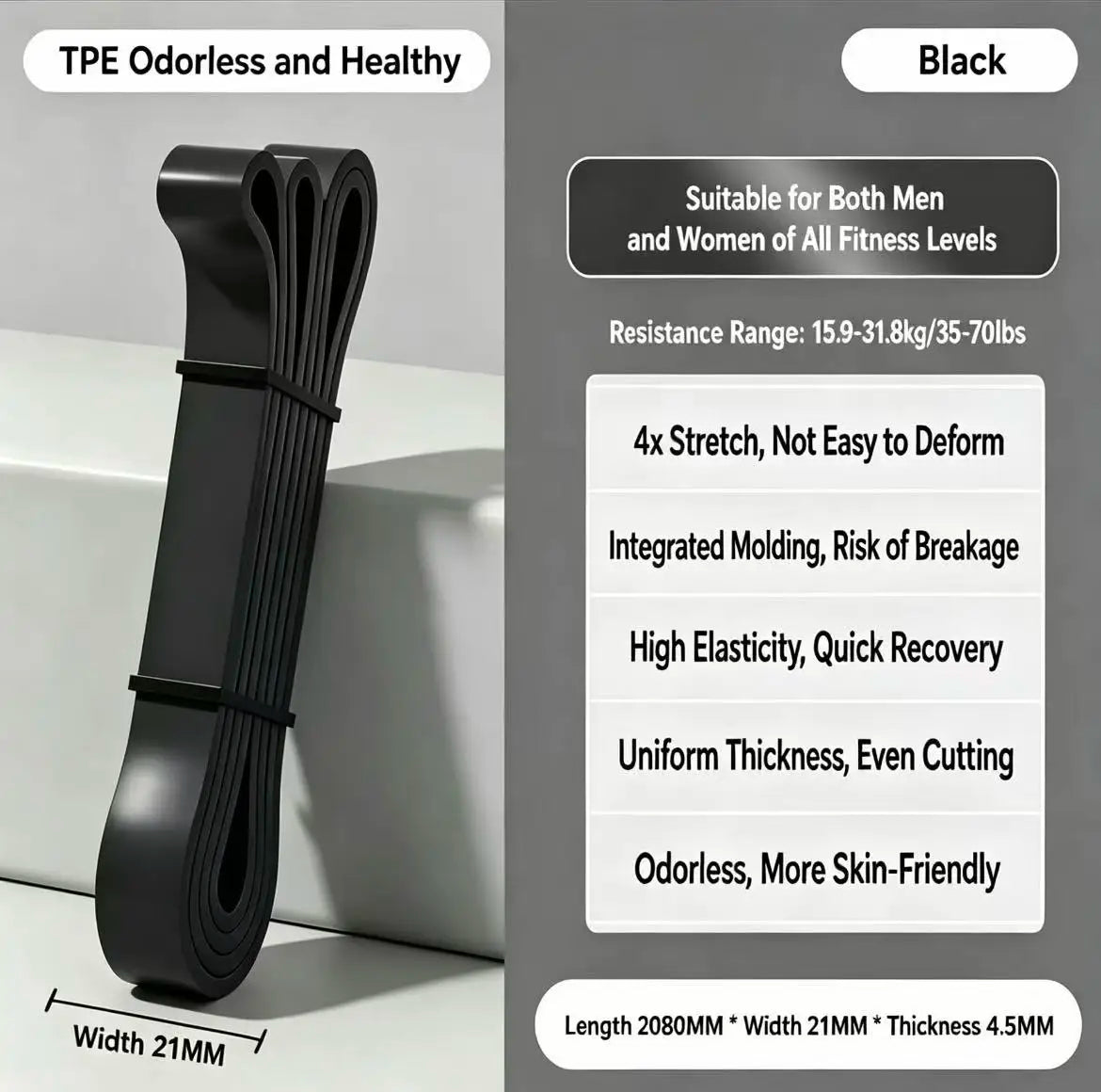 TPE Resistance Bands 6 Levels Different Strength Elastic Exercise Bands for Pull Up Assist, Yoga, Pilates, Physical Therapy, Bod
