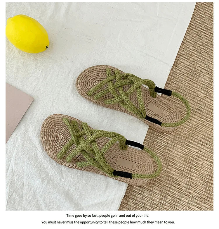 Woman Sandals Shoes Braided Rope with Traditional Casual Style and Simple Creativity Fashion Sandals Women Summer Shoes Zapatos