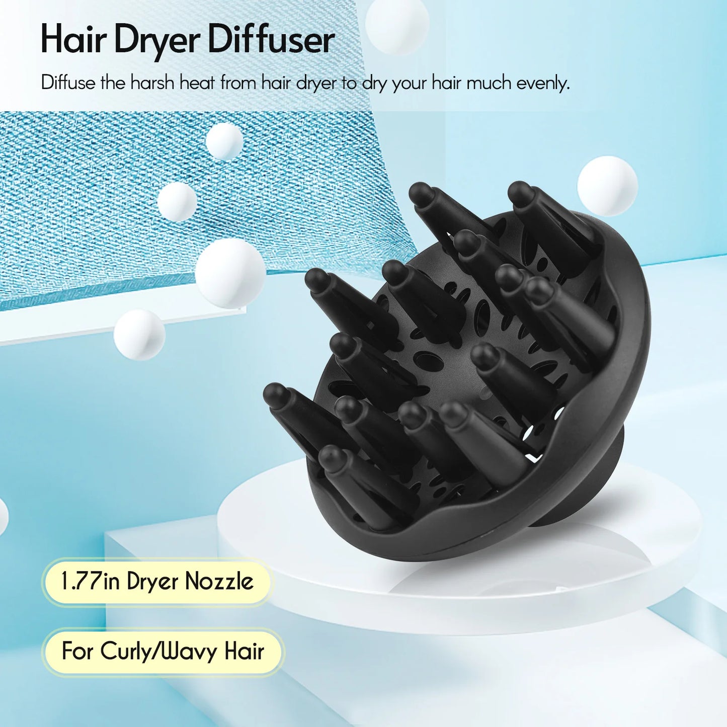 Universal Hair Dryer Diffuser for Curly Wavy Hair Blow Dryer Attachment for 1.77in Dryer Nozzle Dry Hair Evenly Hair Care Tool