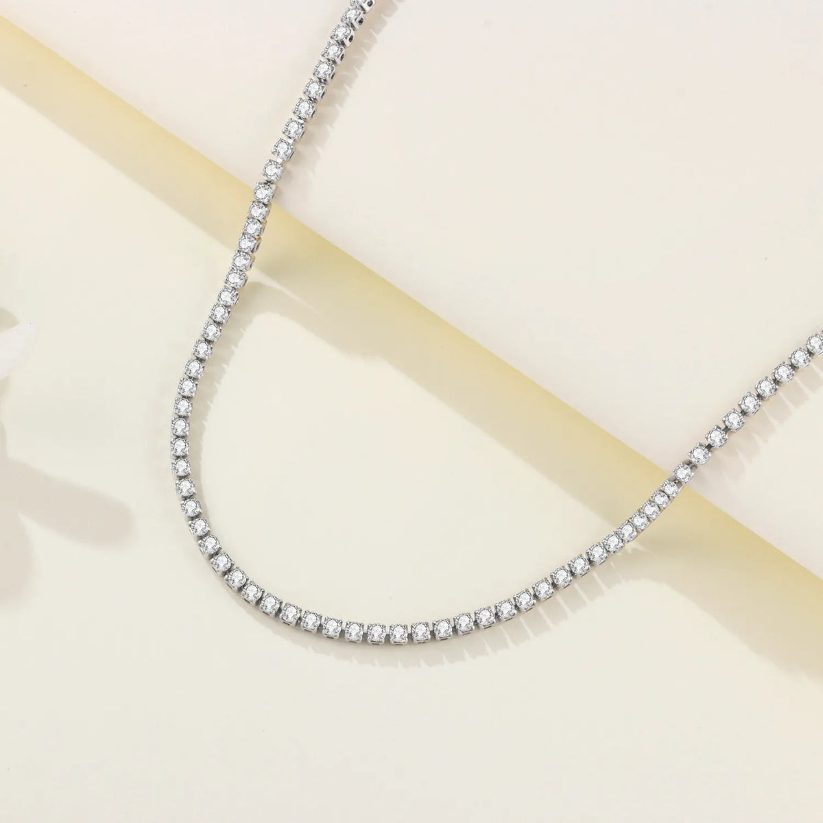 MISEFF S925 Sterling Silver Necklace 2mm & 3mm Cubic Zirconia Tennis Chain Necklace for Women Exquisite Jewelry Birthday Gift