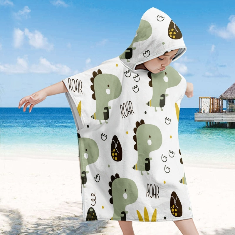 Toddler Kids Beach Towel Cotton Bathrobe Baby Boys Girls Dinosaur Animal Hooded Bathing Towel 60x60cm Children Dinosaur Blanket