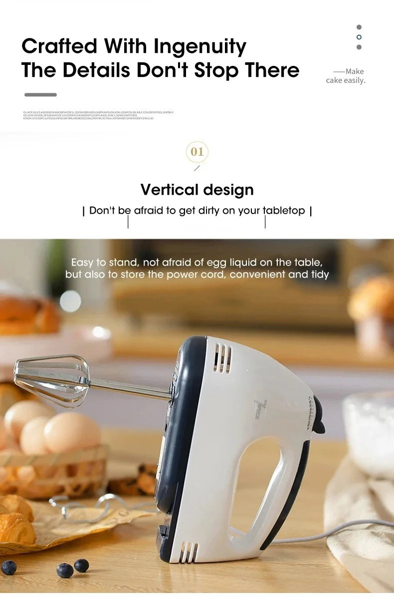 7-Speed Electric Hand Mixer Automatic Blender for Cream, Egg, Cake, Dough - Versatile Kitchen Mixing Appliance Tool