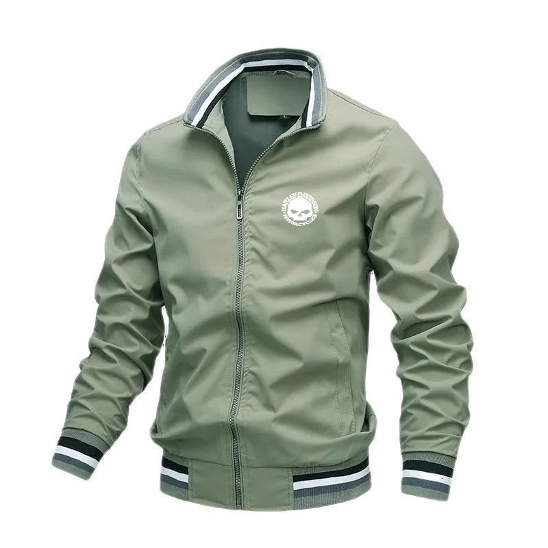 Autumn Winter Men's Stand Collar Casual Zipper Jacket Outdoor Sports Coat For Harley Davidson Motorcycle Styling Accessories