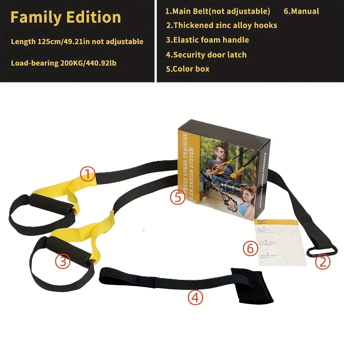 Adjustable Suspension Training Belt Bodyweight Resistance Training Straps for Yoga & Strength Workouts Home Exercise Supplies