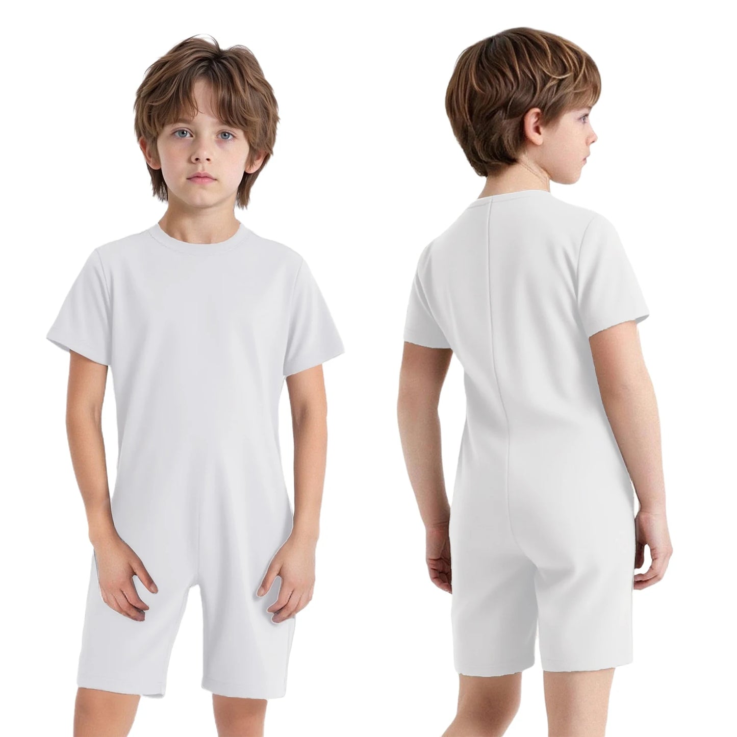 Children Special Needs Adaptive Clothing Solid Color Long Sleeve Zipper Back Jumpsuit Cotton Rompers Workout Sports Bodysuit