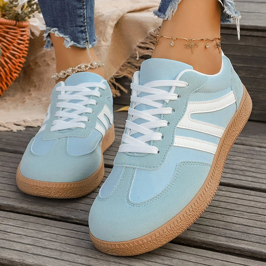 Light Blue Platform Sneakers Woman 2026 Spring Lace Up Thick Sole Casual Sport Shoes Women Light Comfort Non Slip Flat Shoes