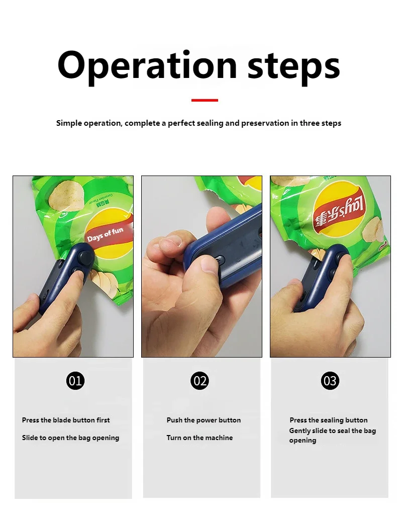 Mini Sealing Machine USB Rechargable Heat Sealer Storage Bag Plastic Package Food Sealer Clip Bag Handheld Food Heat Sealer