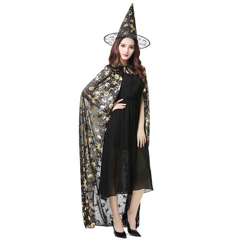 Performance Costumes Halloween Cloak Sets Pumpkin Witch Caps Scary Costumes Cosplay Bat Hat Wizard Robe Party Show