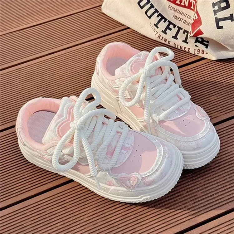 Sweet Women Sneakers Pink Kawaii Design Fashion Womens Sports Shoes Cute Patchwork Korean Style Casual Female Shoes