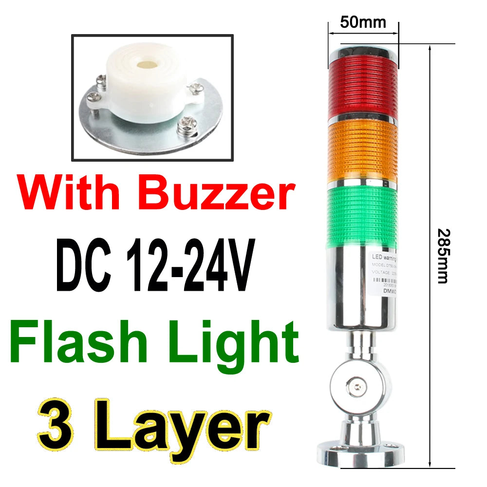 1-3 color LTA Vertical Industrial Multilayer Stack light Lamp Signal Tower Alarm caution light Flash Industrial Tower LED Silver