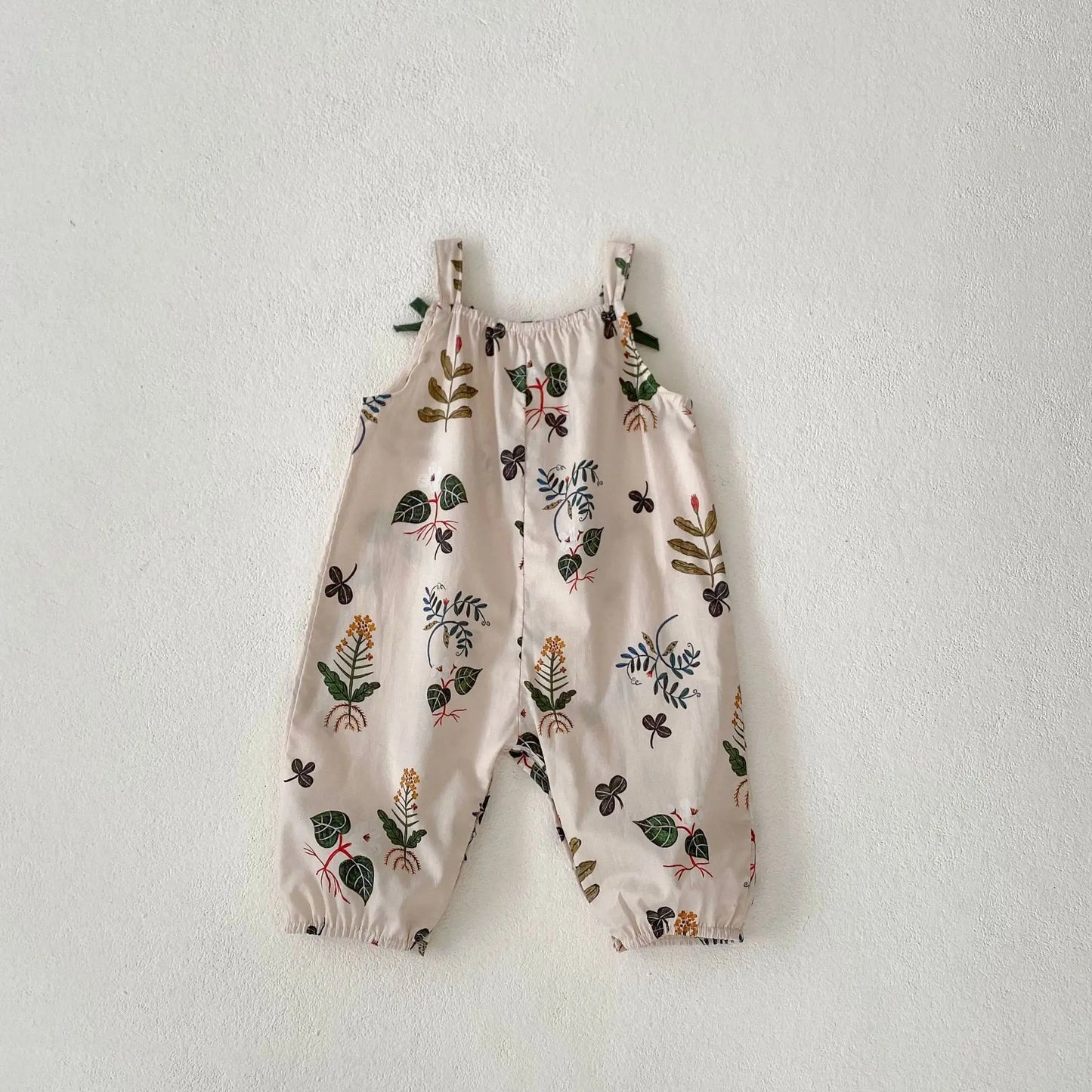 Summer new 0-3 year old baby clothing, baby  boys' and baby  girls' jumpsuits, leaf printed jumpsuit pants