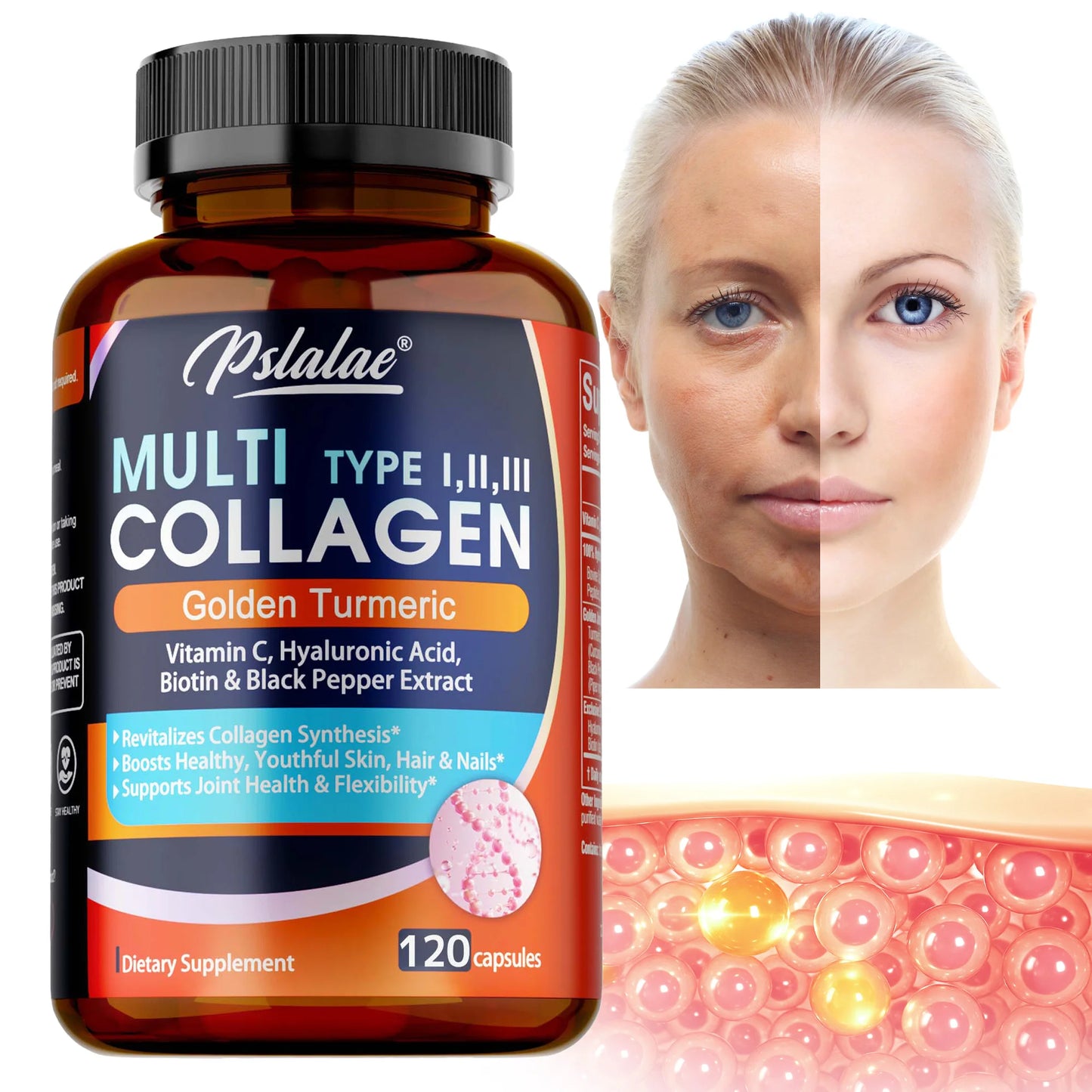 Multi Collagen Peptides Capsules - Supports Skin, Hair, Joint Health, Promote Collagen Production, Delay Aging,Enhances Immunity