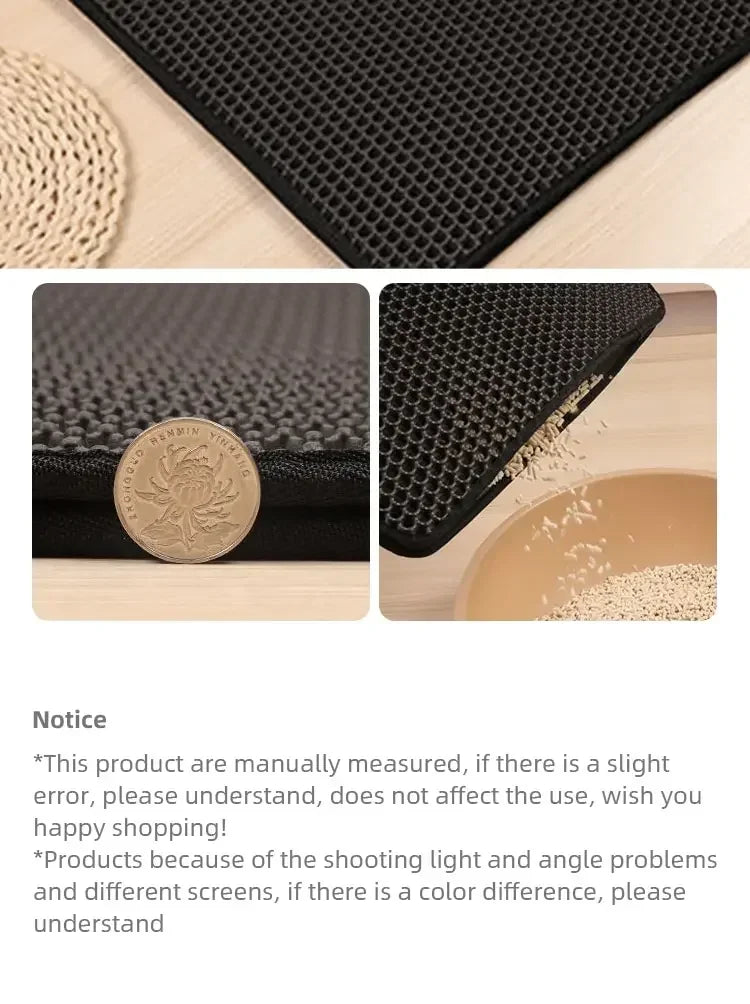 Non-Slip Waterproof Cat Litter Mat-Double Layer Washable Pet Floor Mat, Durable&Easy to Clean, Traps Litter for Cats&Small Pets