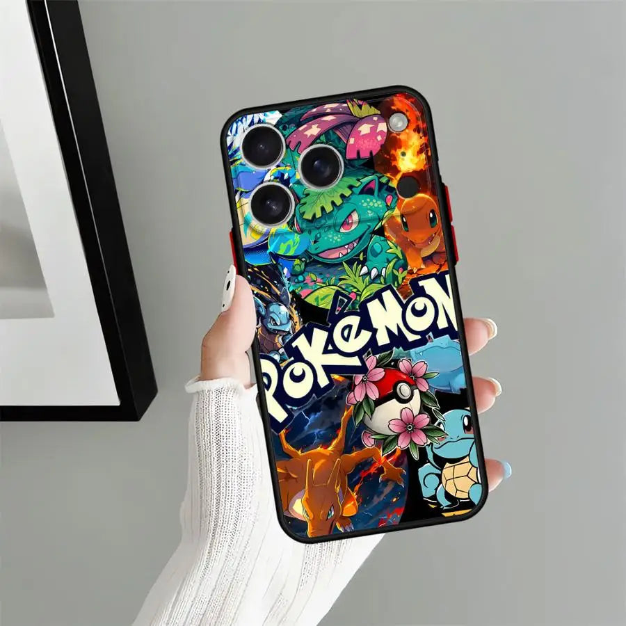 Funda Back Phone Cover Case for iPhone 17 Pro Max 15 13 Mini 11 17e 7 8 SE 12 14 XS XR 16 Plus Air Retro Anime Pokemon