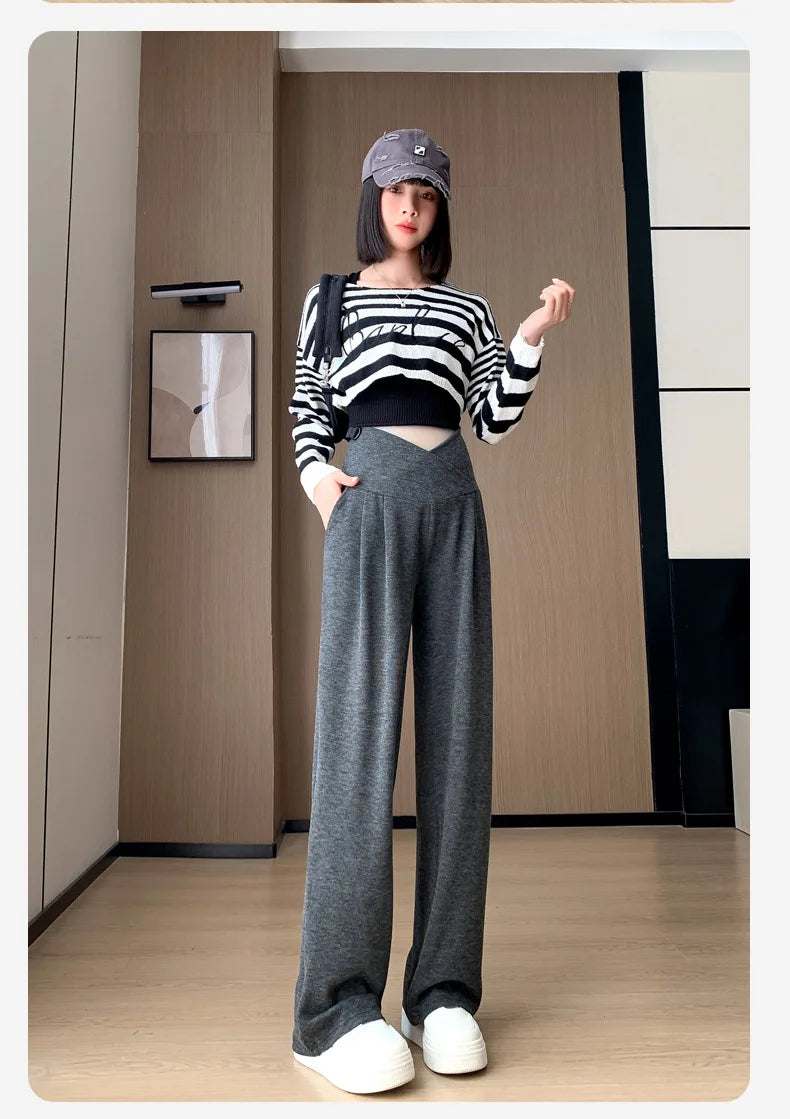 Maternity Pants Spring and Fall Wide-Legged Pants Low-Waisted Glutinous Pants Small Casual Straight Pants Maternity Clothing