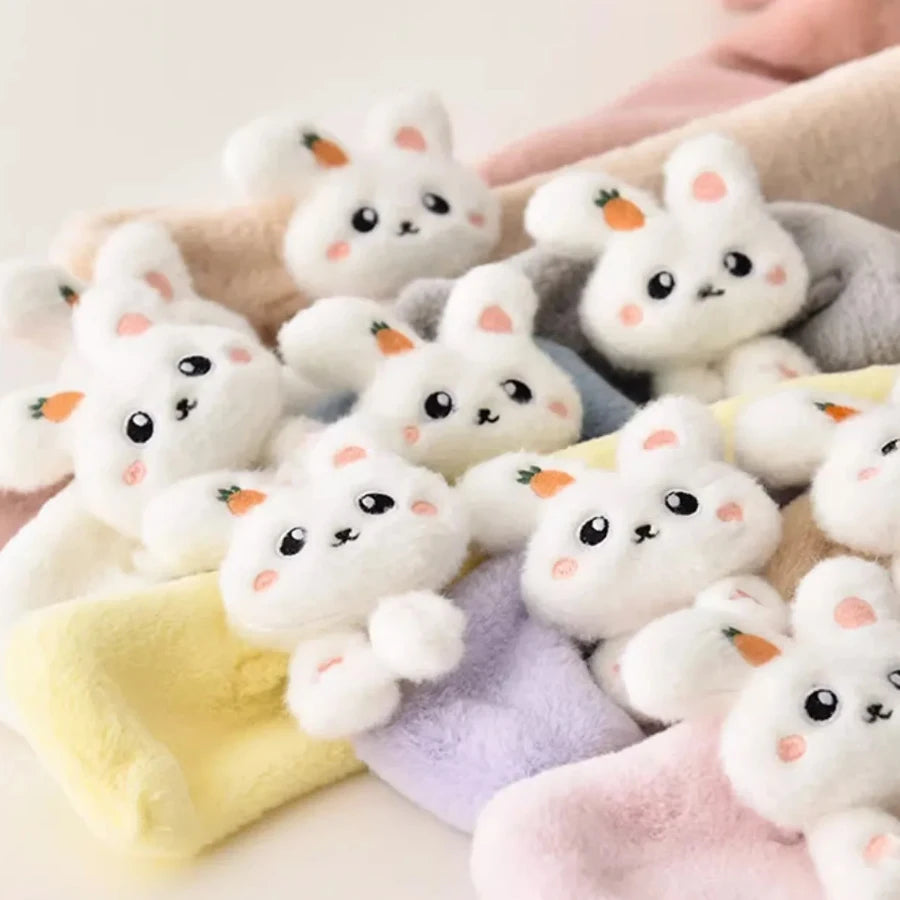 Girls Winter Warm Scarfs Thick Plush Cross Children's Scarf Baby Bib Cute Cartoon Rabbit Faux Fur Cross Neckerchief Protection S
