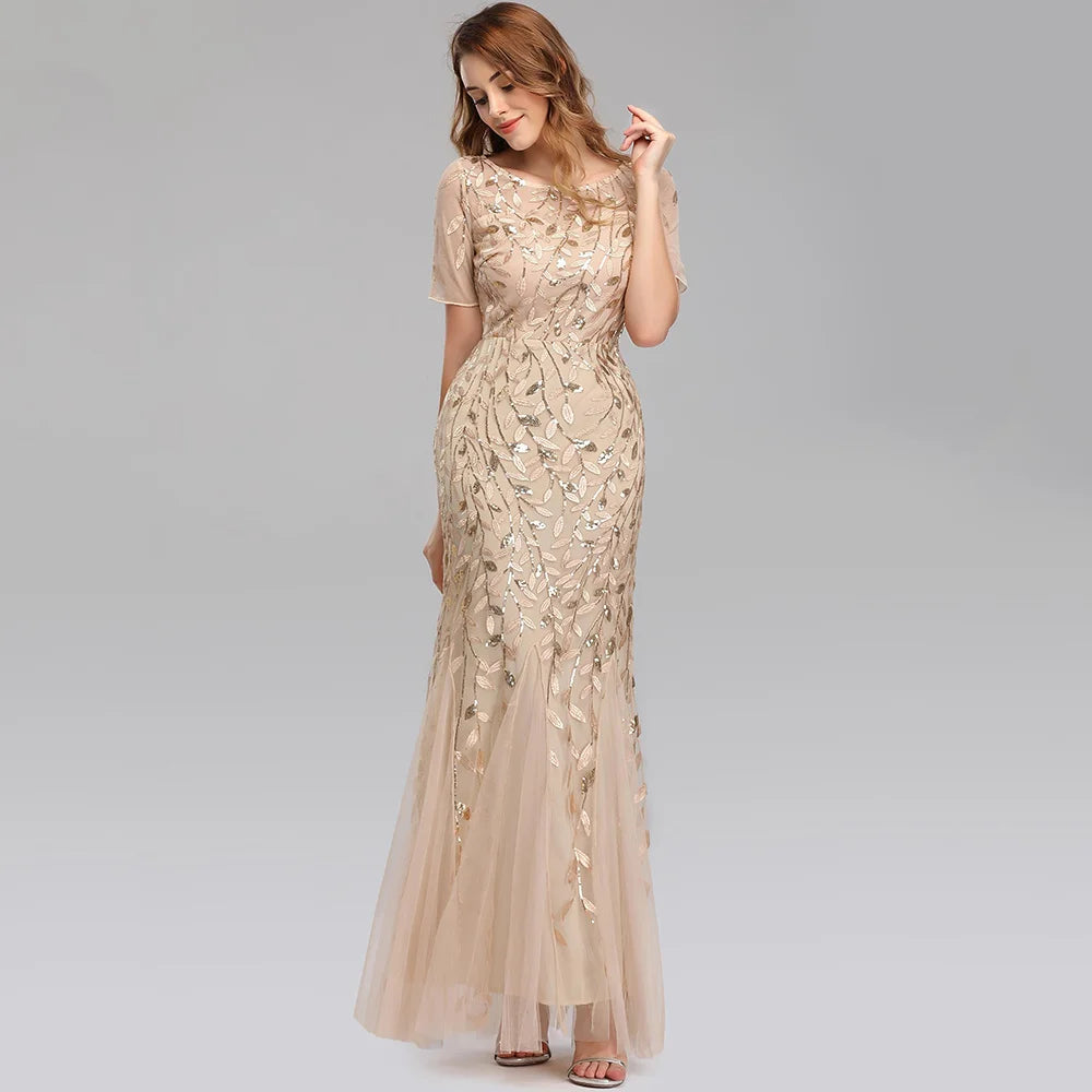 Sexy vintage Maxi Sequin cocktail Dress bridesmaid Prom Dresses for Women Casual Party Long sleeve club Bodycon Dress vestidos