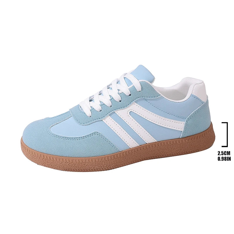 Light Blue Platform Sneakers Woman 2026 Spring Lace Up Thick Sole Casual Sport Shoes Women Light Comfort Non Slip Flat Shoes