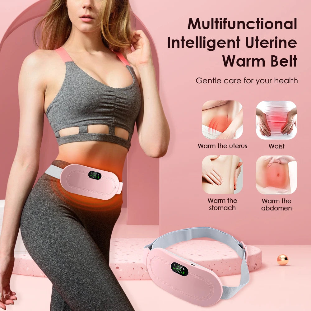 Electric Abdominal Massage Belt Uterus Warmth Hot Compress Vibration USB Charging for Women's Health Waist Warming Device