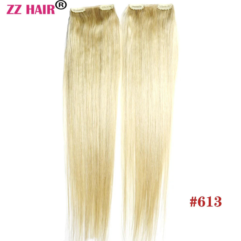ZZHAIR 100% O Brazilian Human Remy Hair Extensions 16"-24" 2pcs Set 70g 80g Clips-in Two Pieces 2x10cm Natural Straight