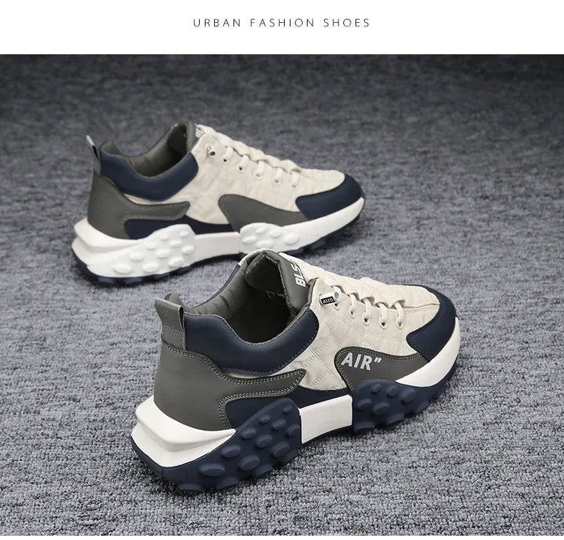Men's Spring New Sport Shoes Casual Classic Trendy Thick Bottom Leisure Shoes Breathable Microfiber Upgraded Spring Autumn