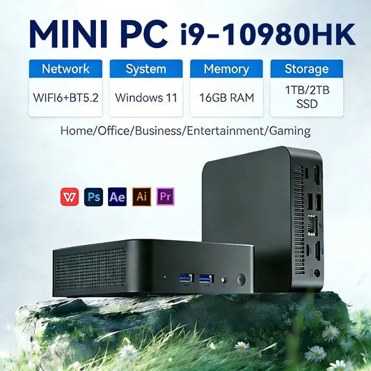 2026 Powerful Intel I9 10980HK Mini PC Windows 11 16GB DDR4 1TB SSD WiFi6 BT5.2 4K HD Compact Mini Computer for Gaming Office