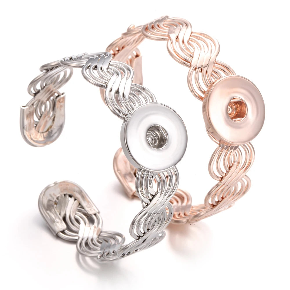 10pcs/lot Wholesale Metal 18mm Snap Button Bracelet Bangles Silver Gold Color Snap Bracelet Fit 20mm 18MM Snap Buttons Jewelry