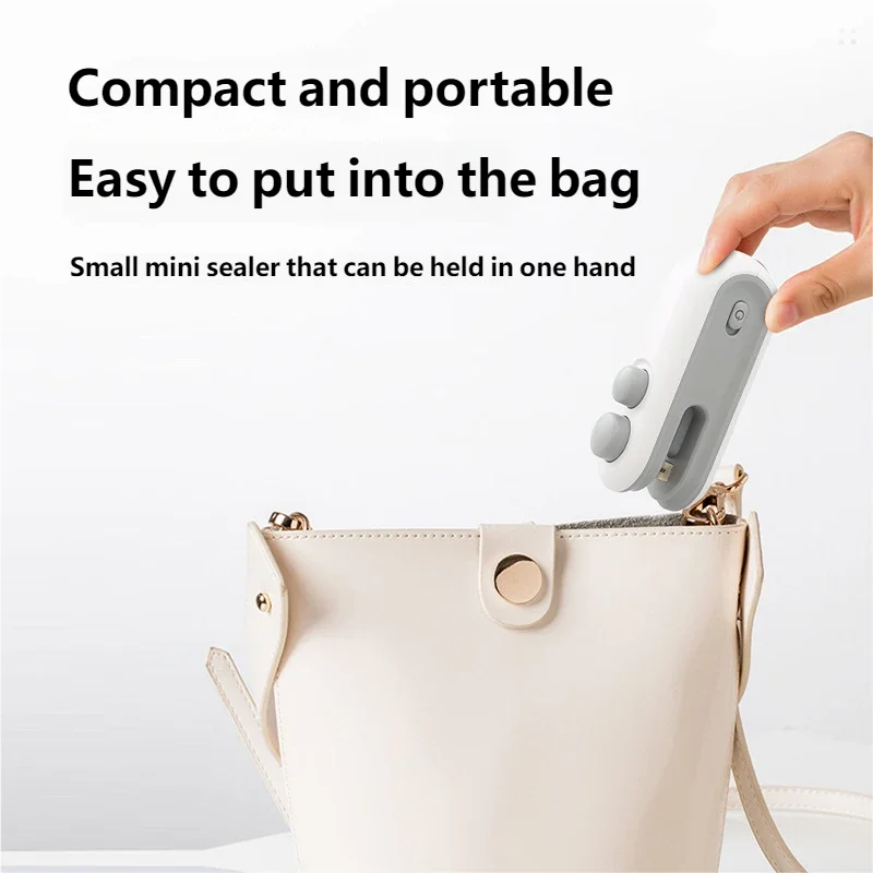 HOMEFISH Mini Handheld Food Heat Sealer, USB Rechargeable Heat Sealer, Storage Bag, Plastic Package, Food Sealer, Clip Bag