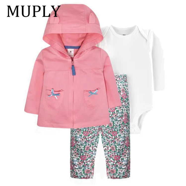 3-piece Suit Summer Baby Clothes Sets Baby Short Sleeve Shorts Cover Clothes Cute Girls Bebe Children Cotton 100% Clothing 6-24M