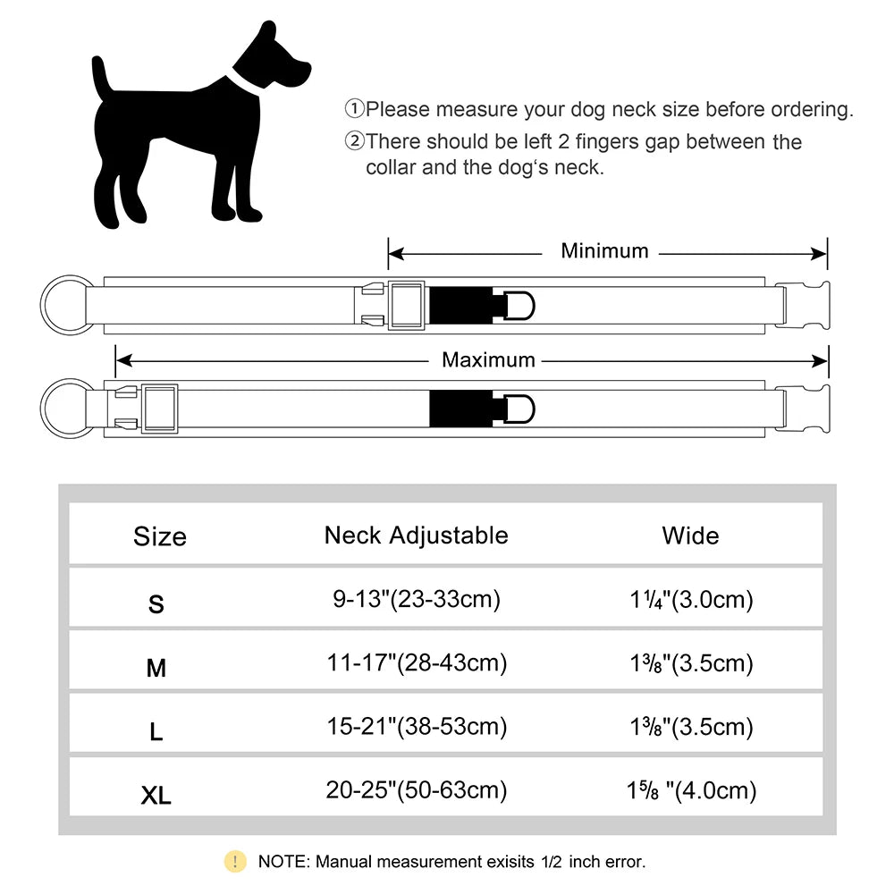 Personalized Nylon Dog Collar Adjustable Dog Collars Customized Pet ID Collar for Small Medium Large Dogs Free Engraving