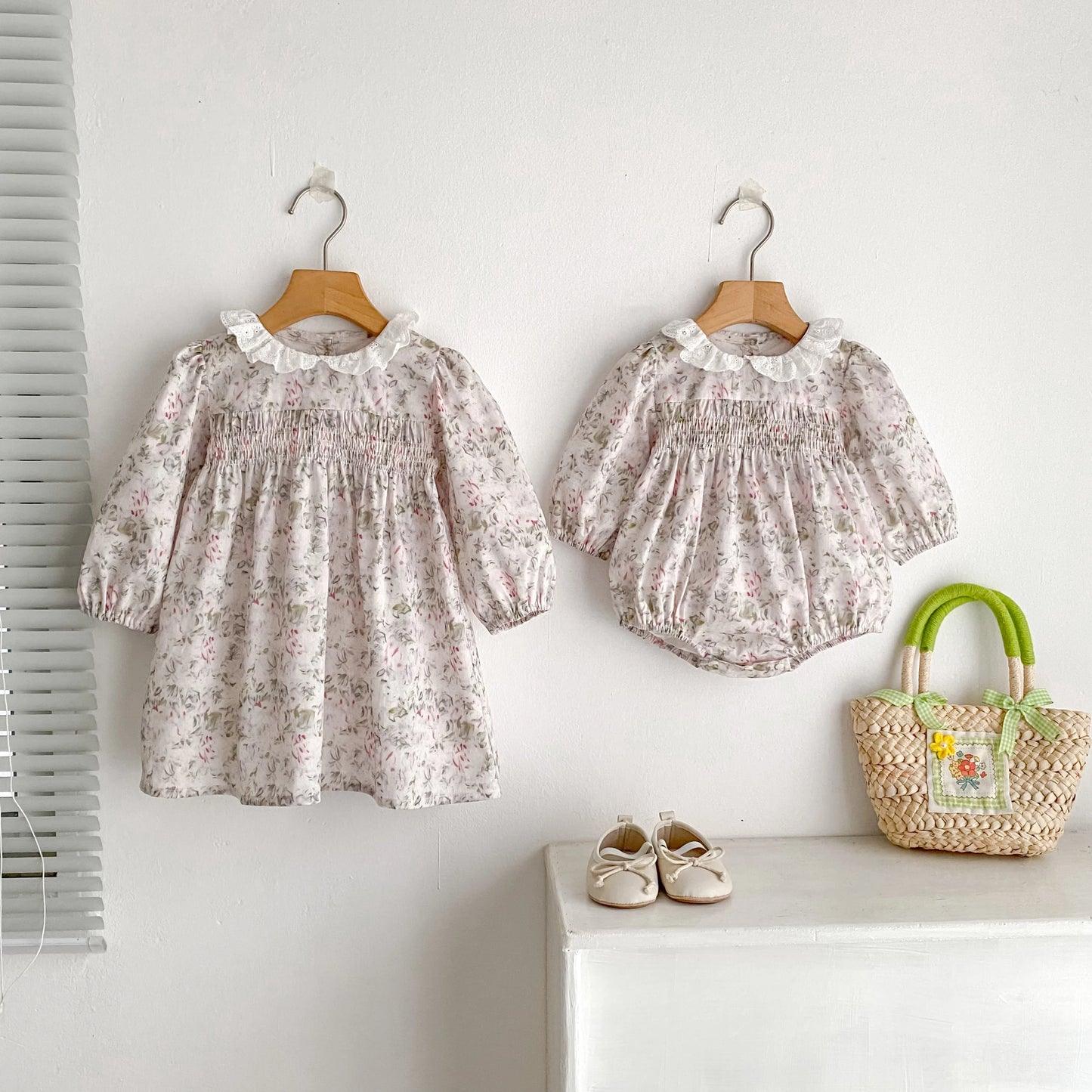 0-6Y Family Sister Matching Flower Dress Newborn Baby Girl Jumpsuit Sisters Clothes Princes Cotton Baby Dress Autumn Baby Dress