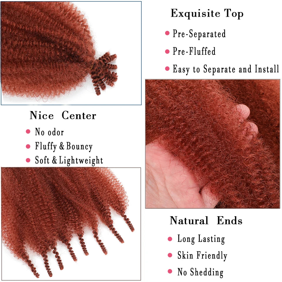 Donghou Ombre Blonde Ginger Afro Twist Hair 350 1B 30 27 613 Bug Colors Springy Twist Braiding Hair for Soft Locs Marley Braids