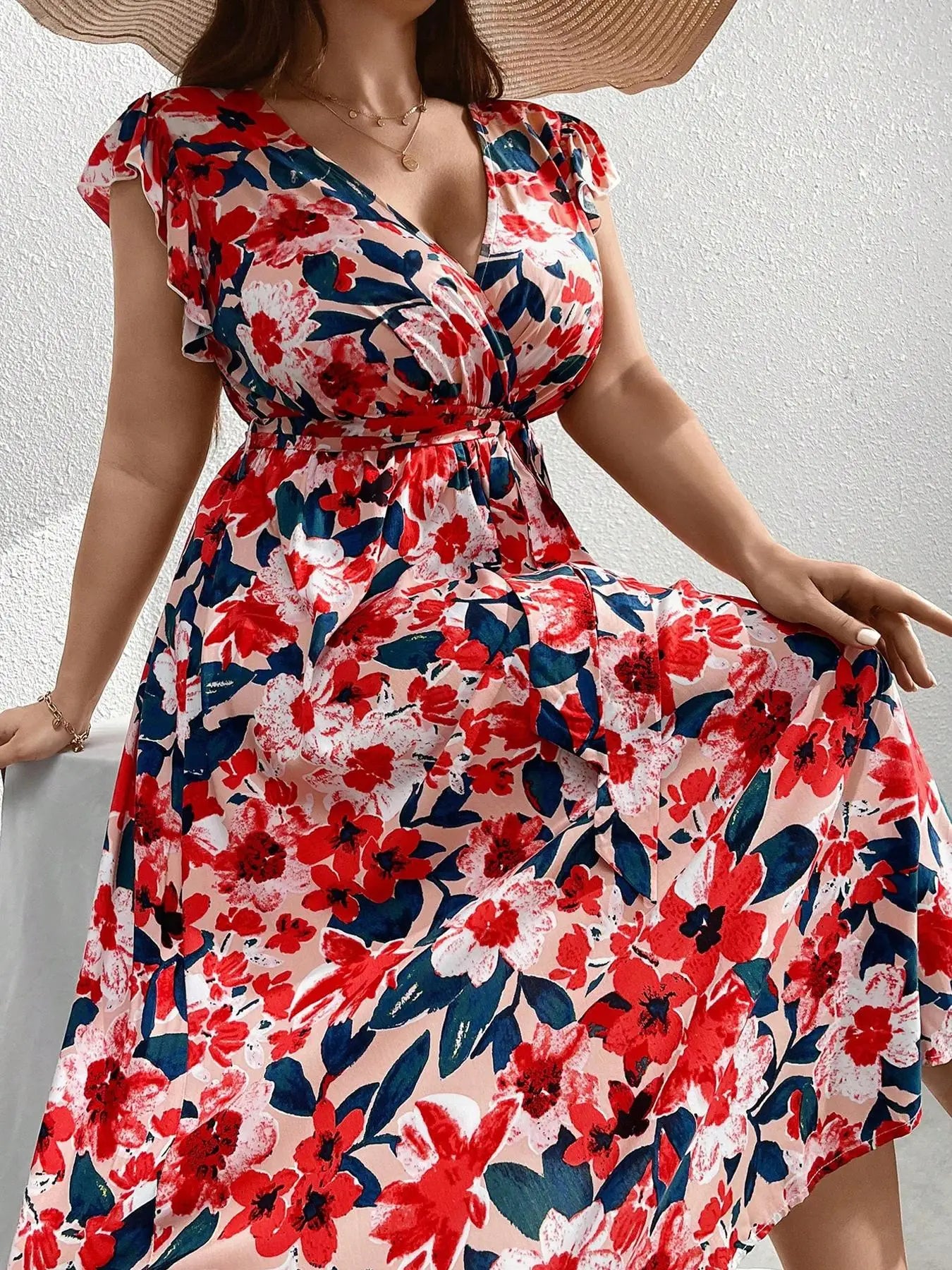 Plus Size Casual Dress for All Seasons, Fitted Moderate Thickness Fabric, Trendy Women's Clothing for Everyday Style