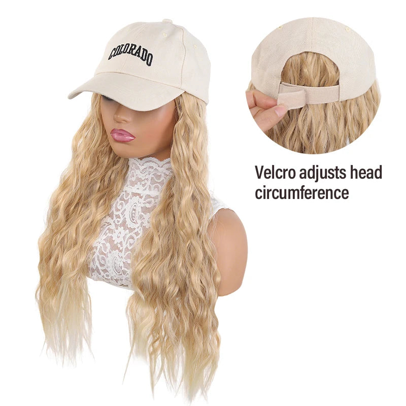 Box Braids Cornrow Wig in Beige Baseball Cap – Synthetic Fiber Wig Hat, Trendy Hairpiece for Casual & Party Looks