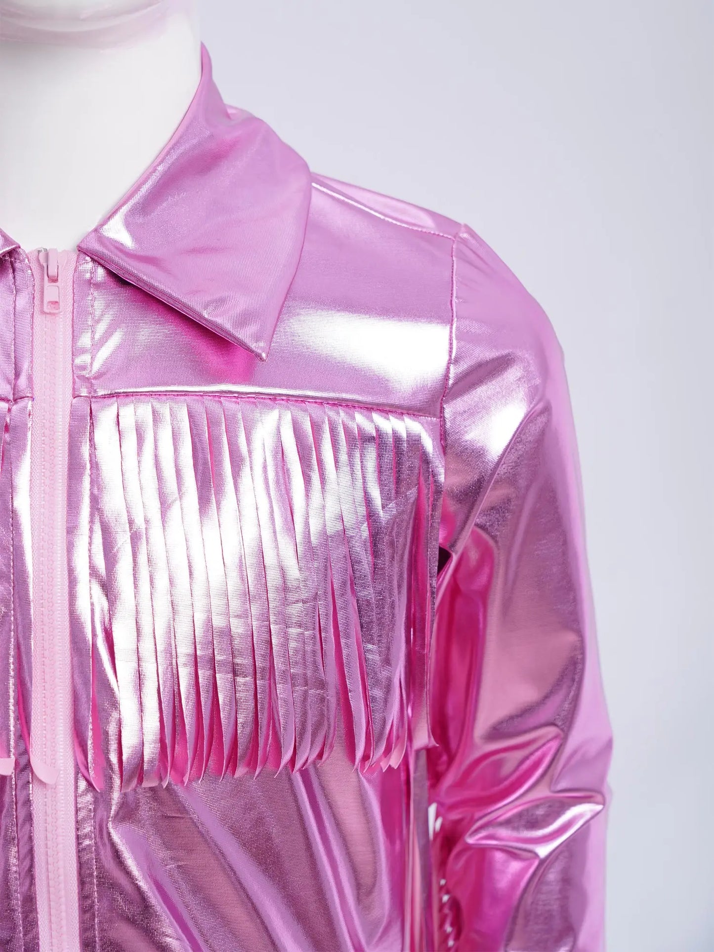 Girl's Tassels Jackets Streetwear Metallic Jazz Dance Costume Turn-Down Collar Childs Fashion Fringe Coats Jacket Party Jacket